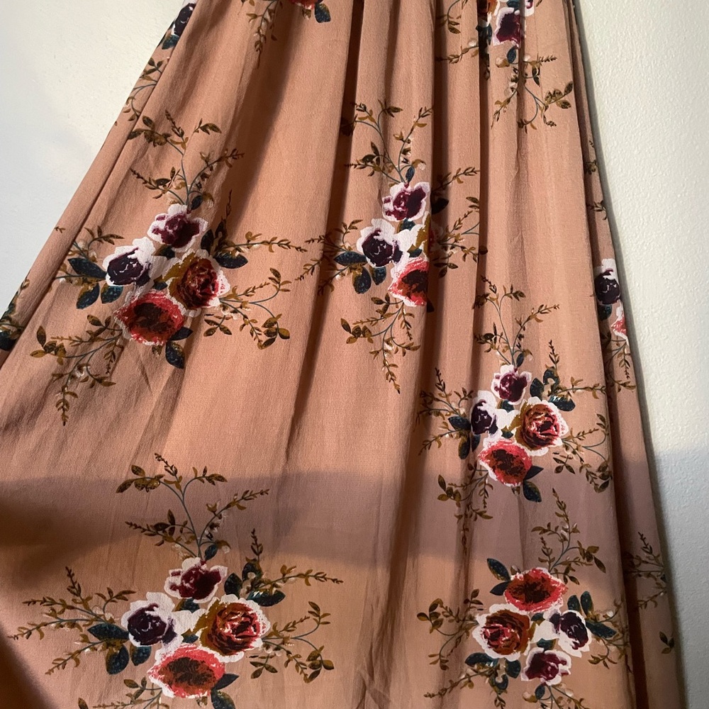 Floral Off-Shoulder Dress in Tan - Picture 8 of 8